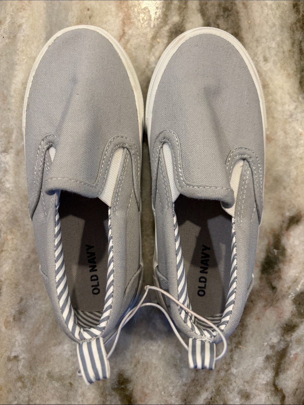 Old Navy Kids Slip-On Canvas Sneakers - Light Gray with White Trim